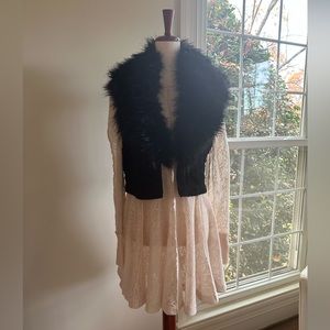 RALPH LAUREN DENIM & SUPPLY Knit Vest with Detachable Faux Fur Collar